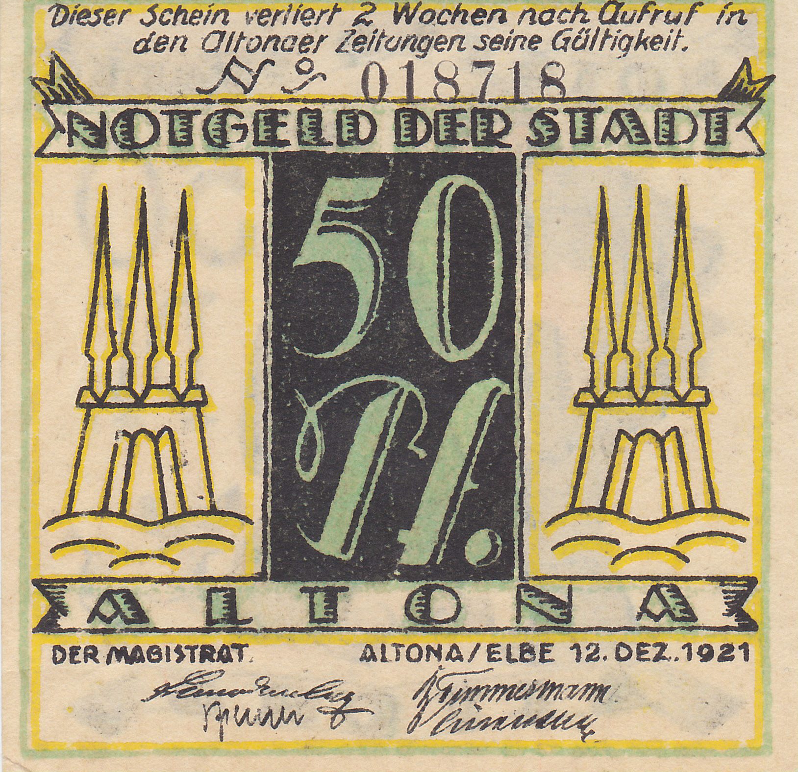Leider kein Bild von 50 Pfennig vom 12.12.1923