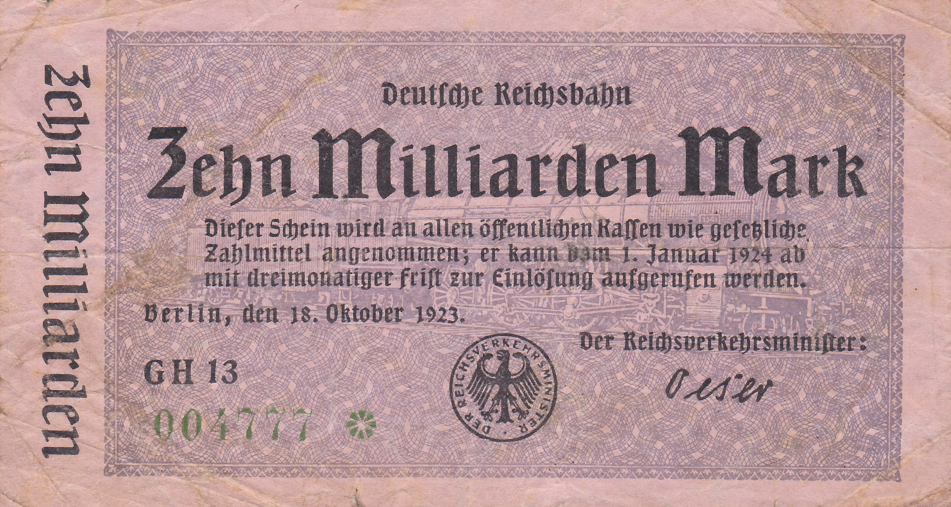 Leider kein Bild von 10 Milliarden v. 18.10.1923