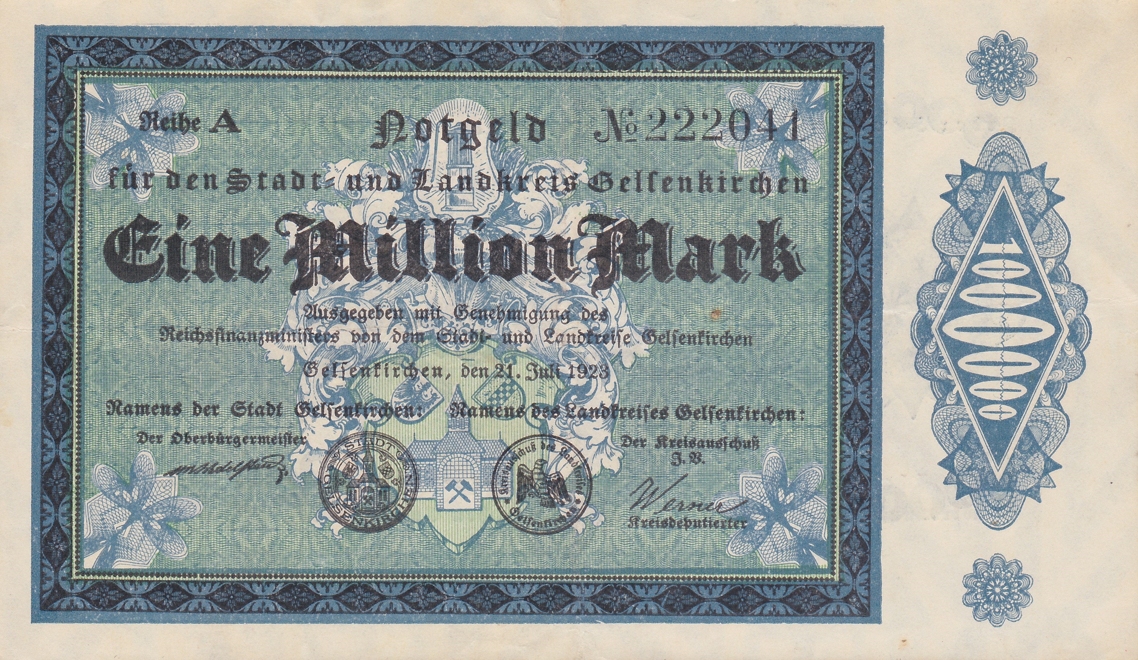 Leider kein Bild von 1 Million vom 21.07.1923