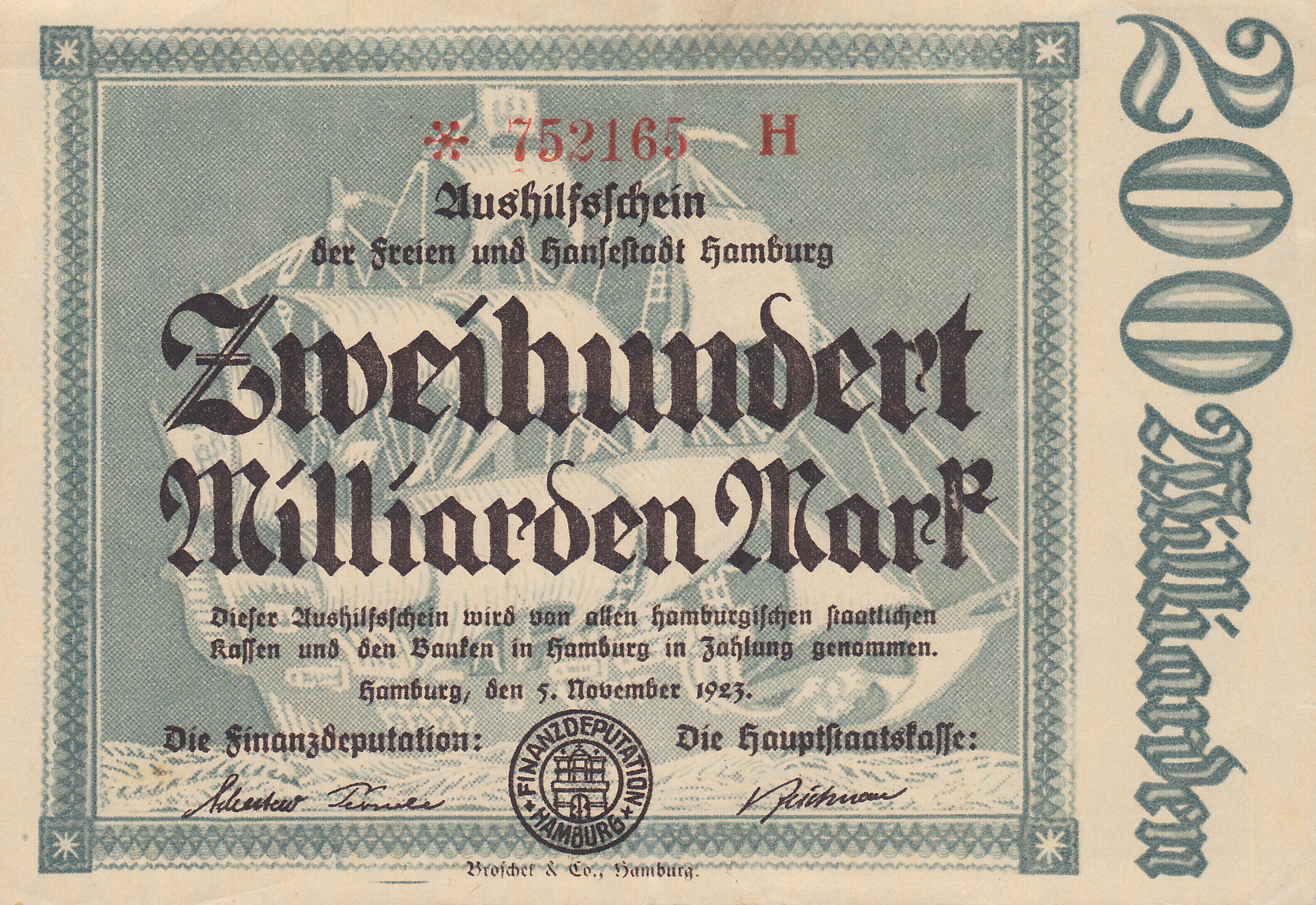 200 Mrd, leider kein Bild von 200 Milliarden vom 05.11.1923