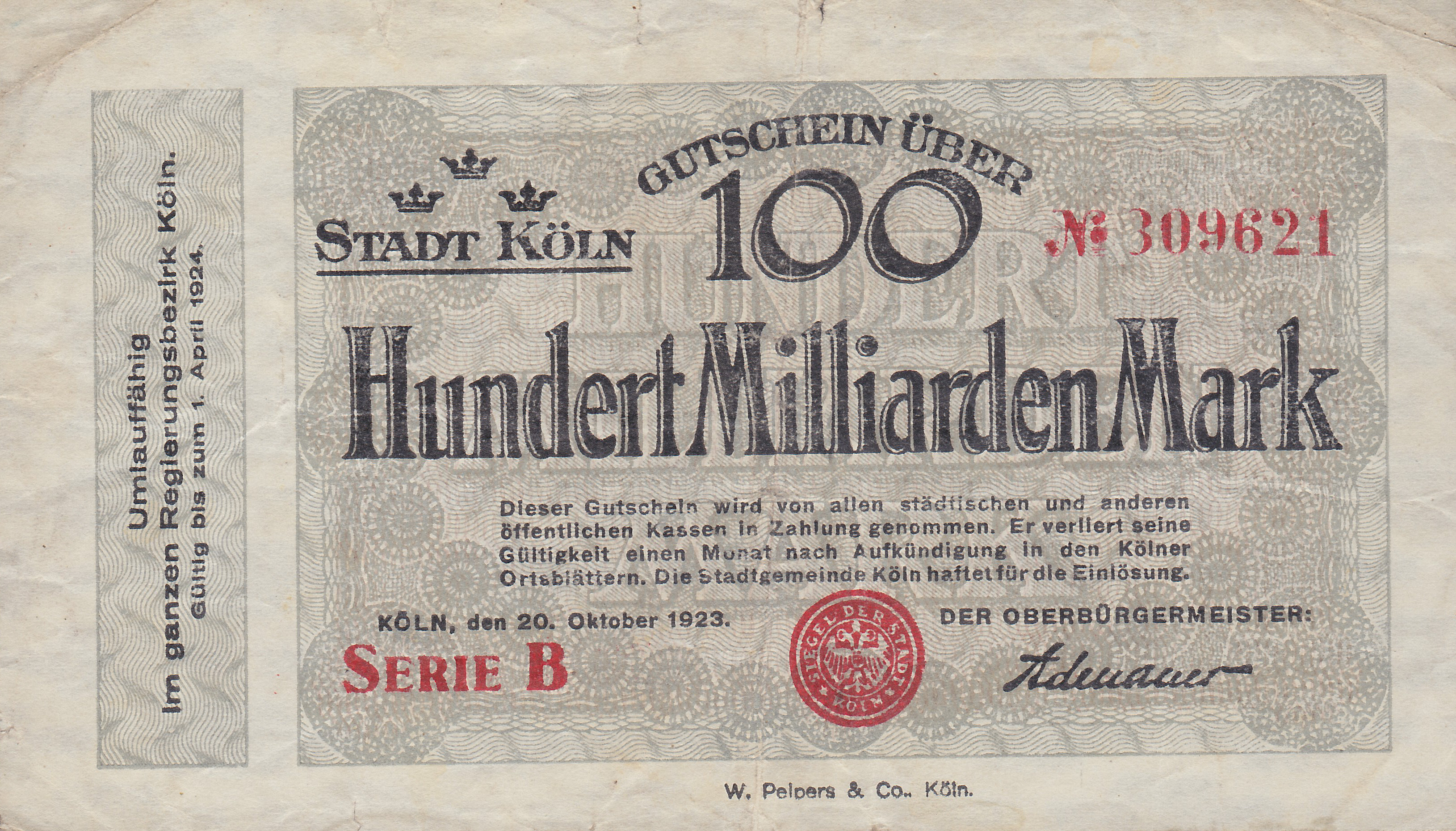 Leider kein Bild von 100 Milliarden vom 20.10.1923